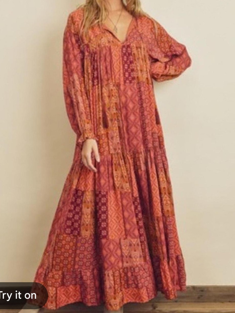 Like New VICI Tiered Patchwork Maxi Dress